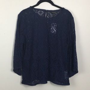 NWT Banana Republic Navy blue lace top